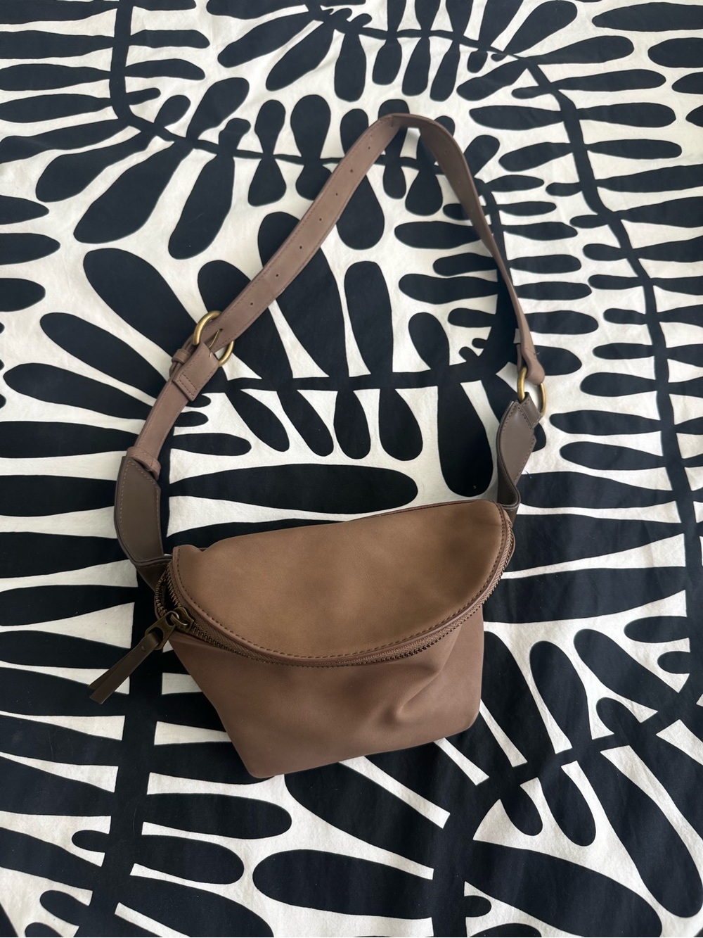 Universal Thread Brown Crossbody Belt Bag with Brass Hardware